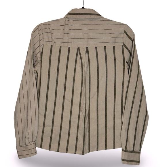 Kirious Los Angeles Button Down Shirt Women's Size Small Stripes Natural Neutral - Picture 2 of 3